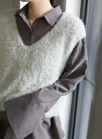 シャギーVネックベスト