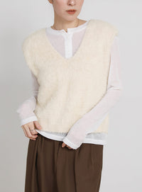 シャギーVネックベスト