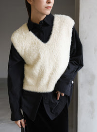 シャギーVネックベスト
