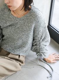 リングヤーンドロストスリーブショートニット
