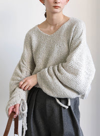 リングヤーンドロストスリーブショートニット