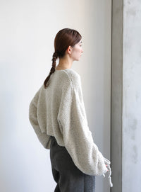 リングヤーンドロストスリーブショートニット