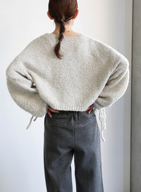 リングヤーンドロストスリーブショートニット