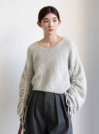 リングヤーンドロストスリーブショートニット