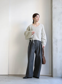 リングヤーンドロストスリーブショートニット