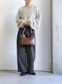 リングヤーンドロストスリーブショートニット