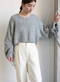 リングヤーンドロストスリーブショートニット