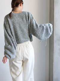 リングヤーンドロストスリーブショートニット