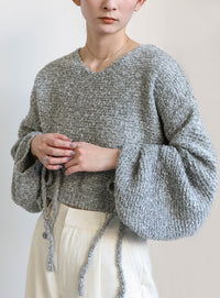 リングヤーンドロストスリーブショートニット