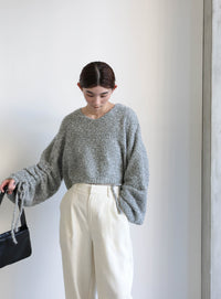 リングヤーンドロストスリーブショートニット