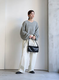 リングヤーンドロストスリーブショートニット