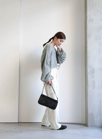 リングヤーンドロストスリーブショートニット