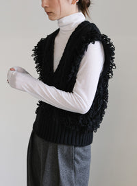フリンジケーブルニットベスト