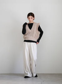 フリンジケーブルニットベスト