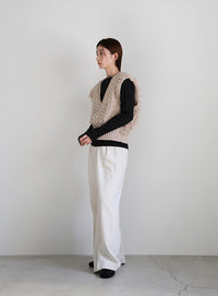 フリンジケーブルニットベスト