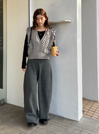 フリンジケーブルニットベスト