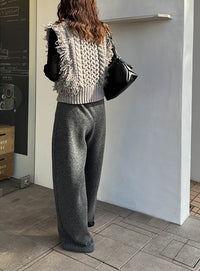 フリンジケーブルニットベスト