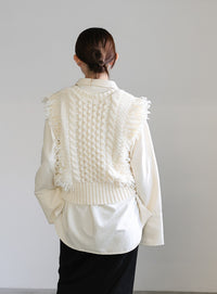 フリンジケーブルニットベスト