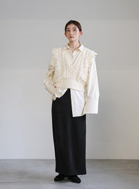 フリンジケーブルニットベスト