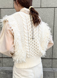 フリンジケーブルニットベスト