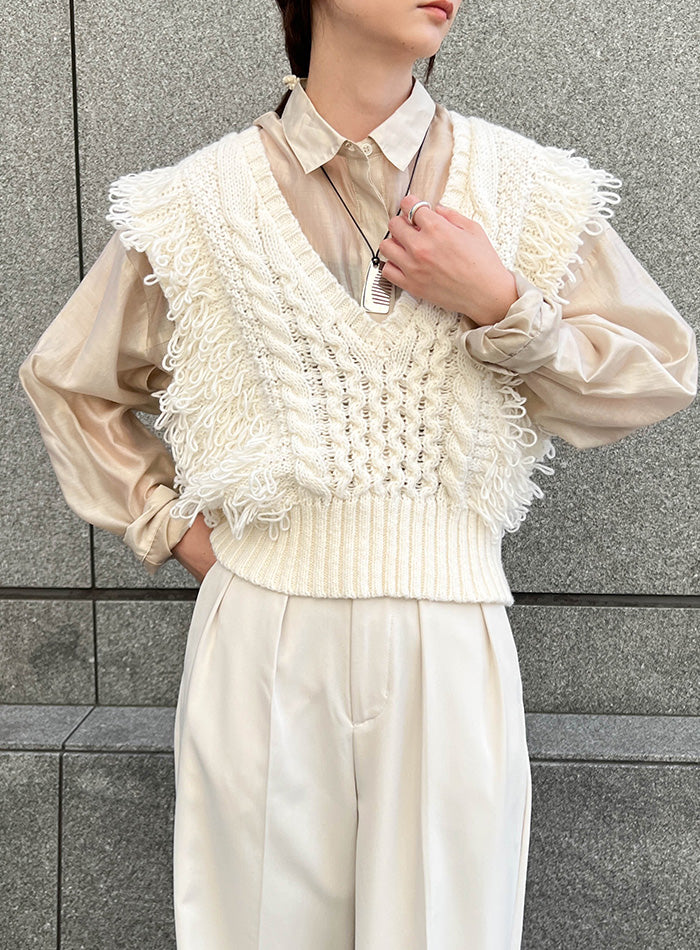 フリンジケーブルニットベスト – SELECT MOCA