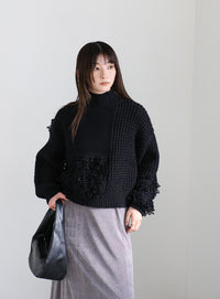 ループ切替フリンジバルキーニット