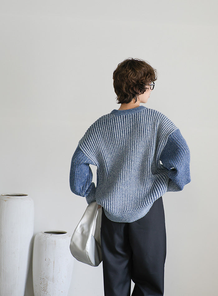 メランジ配色リブニットトップス – SELECT MOCA