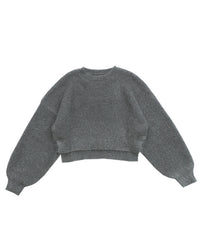 クルーネックシャイニーニット