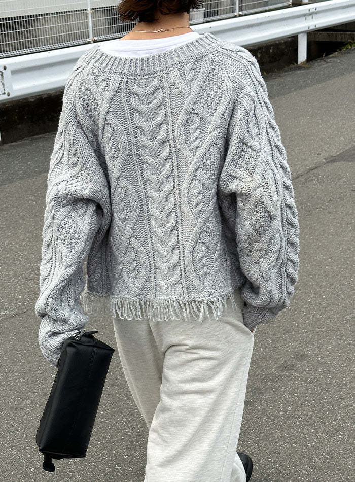 裾フリンジケーブルニット – SELECT MOCA