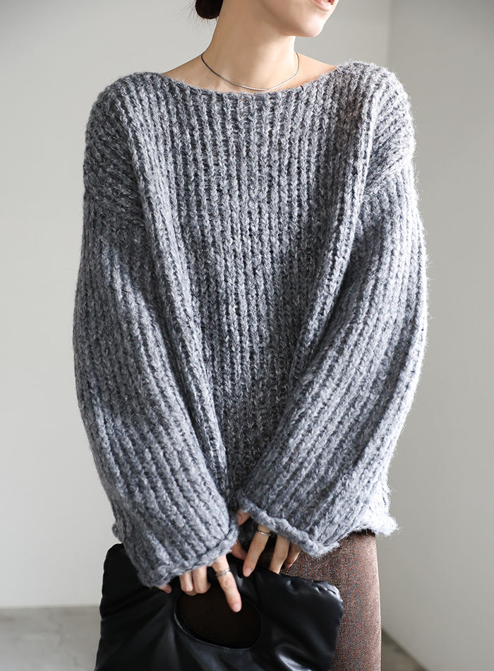 s.k.k　Pニット　グレー アルパカタッチミックスカラーニット – SELECT MOCA