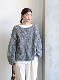 アルパカタッチミックスカラーニット