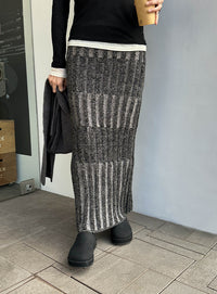 メランジリブニットタイトスカート