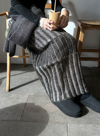 メランジリブニットタイトスカート