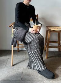 メランジリブニットタイトスカート