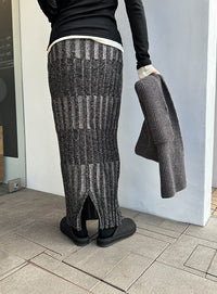 メランジリブニットタイトスカート