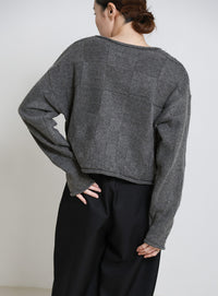 ブロックチェック編みニット