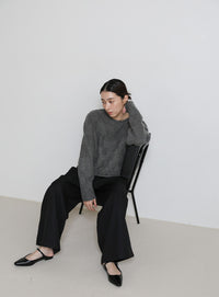 ブロックチェック編みニット