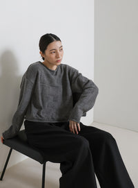 ブロックチェック編みニット