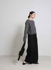 ブロックチェック編みニット