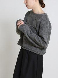 ブロックチェック編みニット