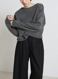 ブロックチェック編みニット