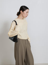 ブロックチェック編みニット