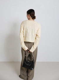 ブロックチェック編みニット