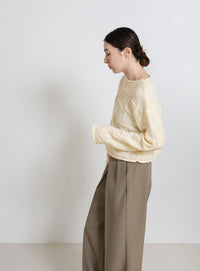 ブロックチェック編みニット