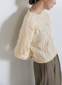 ブロックチェック編みニット