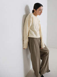 ブロックチェック編みニット