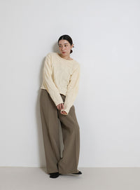 ブロックチェック編みニット