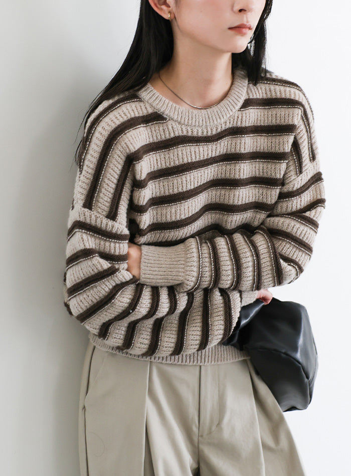 ガーター編みボーダーニット – SELECT MOCA