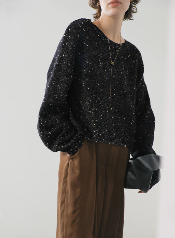 ネップラメクルーネックニット