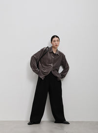 フェイクウールダブルタックパンツ